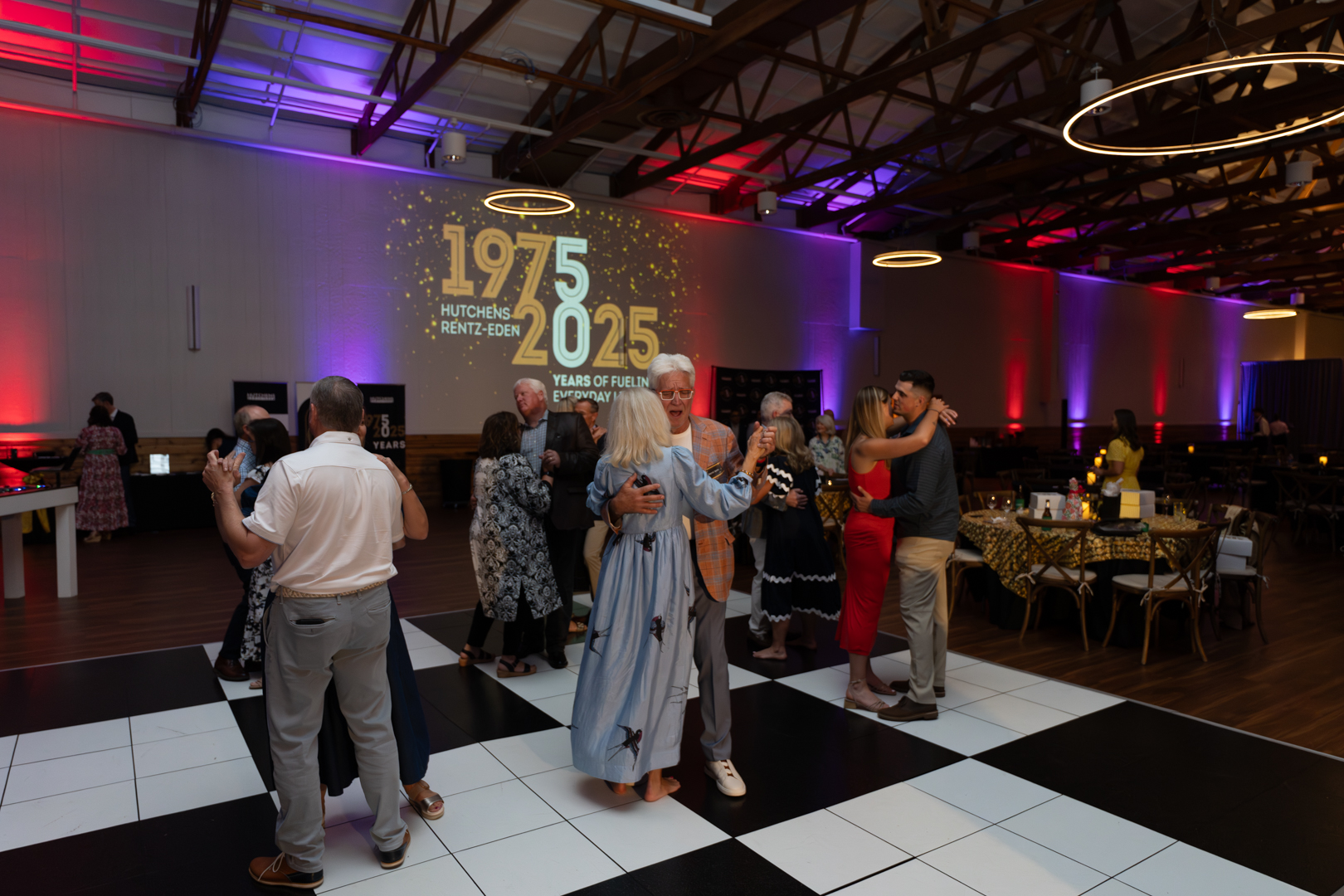 Group dancing at Hutchens 50th Anniversary Event