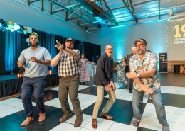 Group dancing at Hutchens 50th Anniversary Event