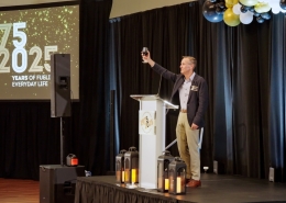 Giving a speech at Hutchens 50th Anniversary Event