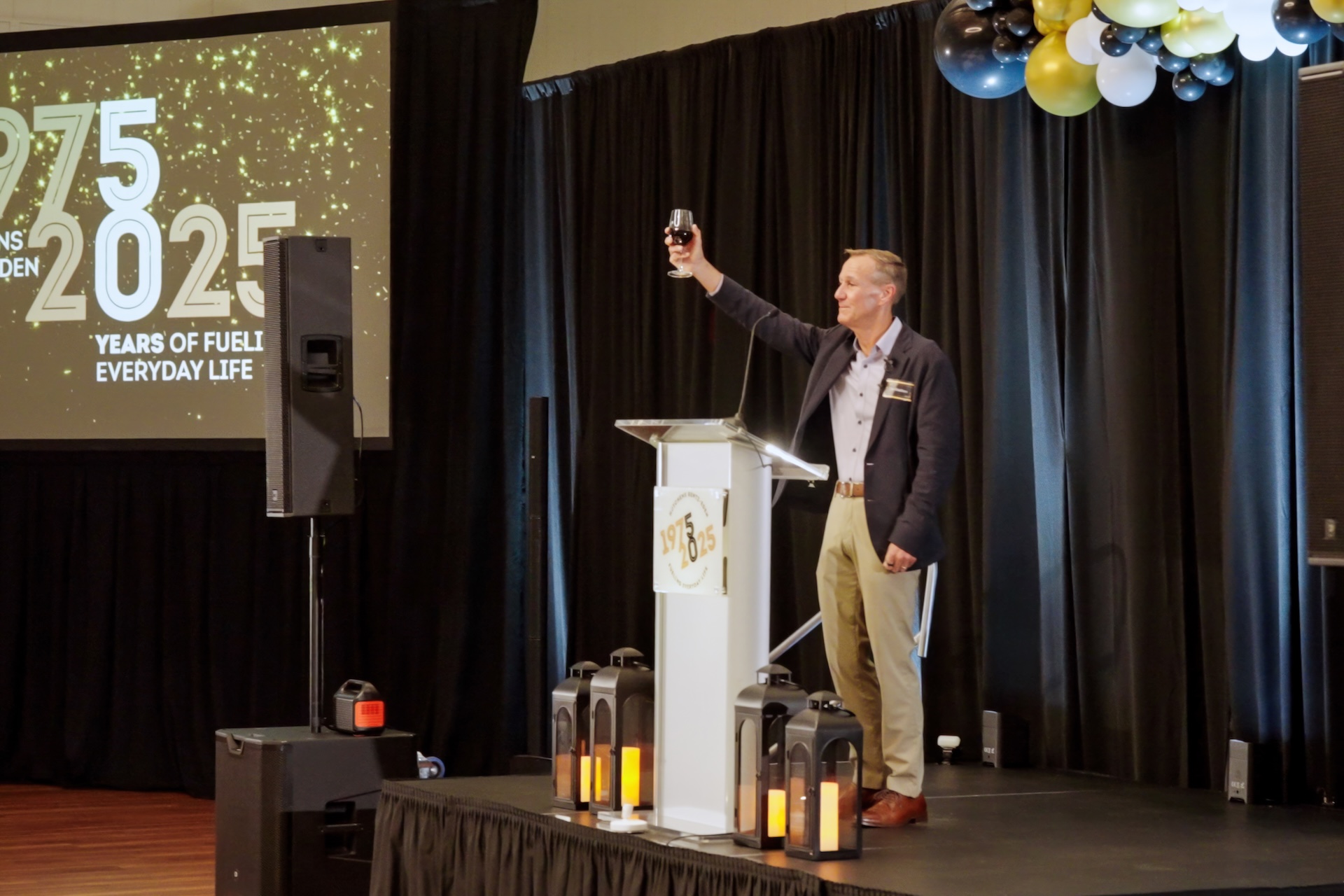 Giving a speech at Hutchens 50th Anniversary Event