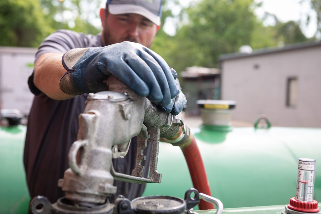 Hutchens technician filling a fleet fuel tank